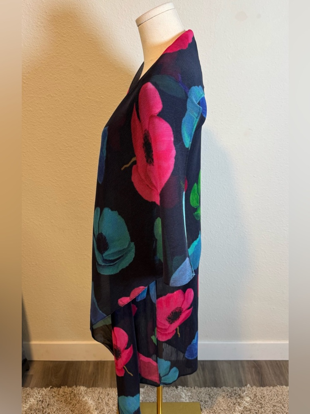 NWOT Alquema Collare Coat Pleated Jacket in Black Valley Print One Size - Picture 4 of 15
